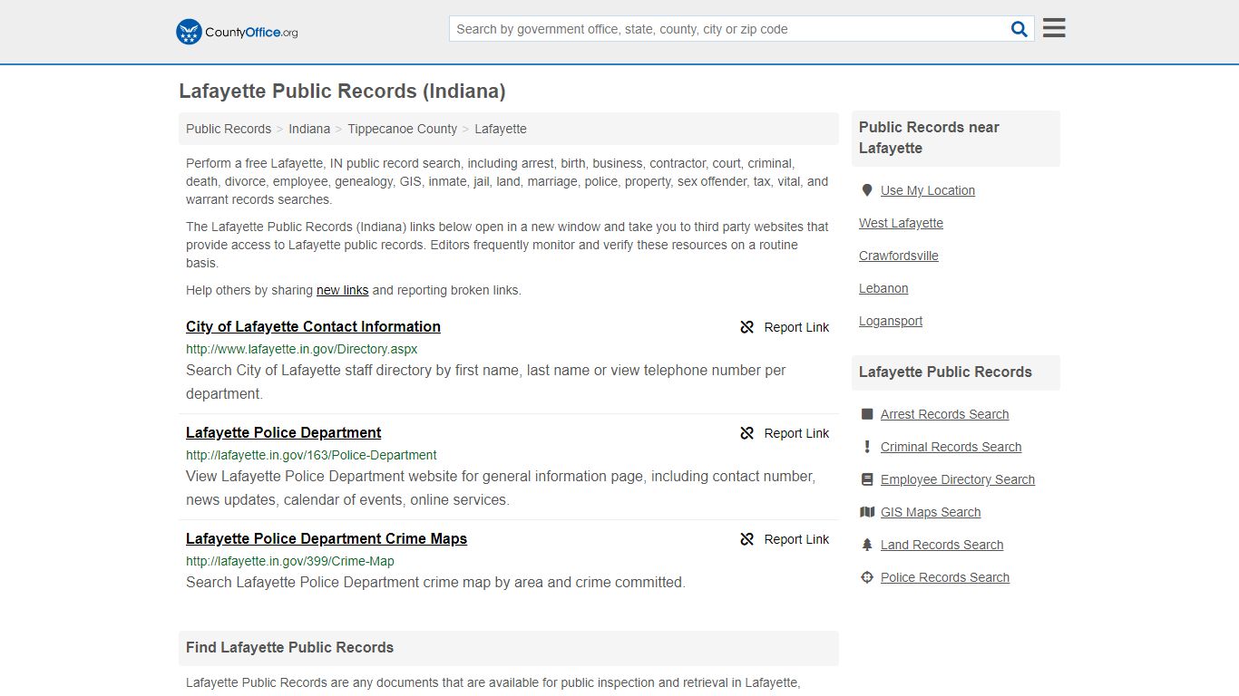 Lafayette Public Records (Indiana) - County Office